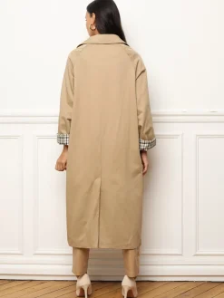 New La Modeuse Trench oversize avec doublure à carreaux Camel