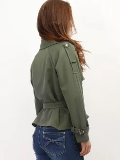Sale La Modeuse Trench-coat court à ceinture Kaki