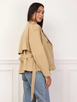 La Modeuse Trench-coat court ceinturé Taupe