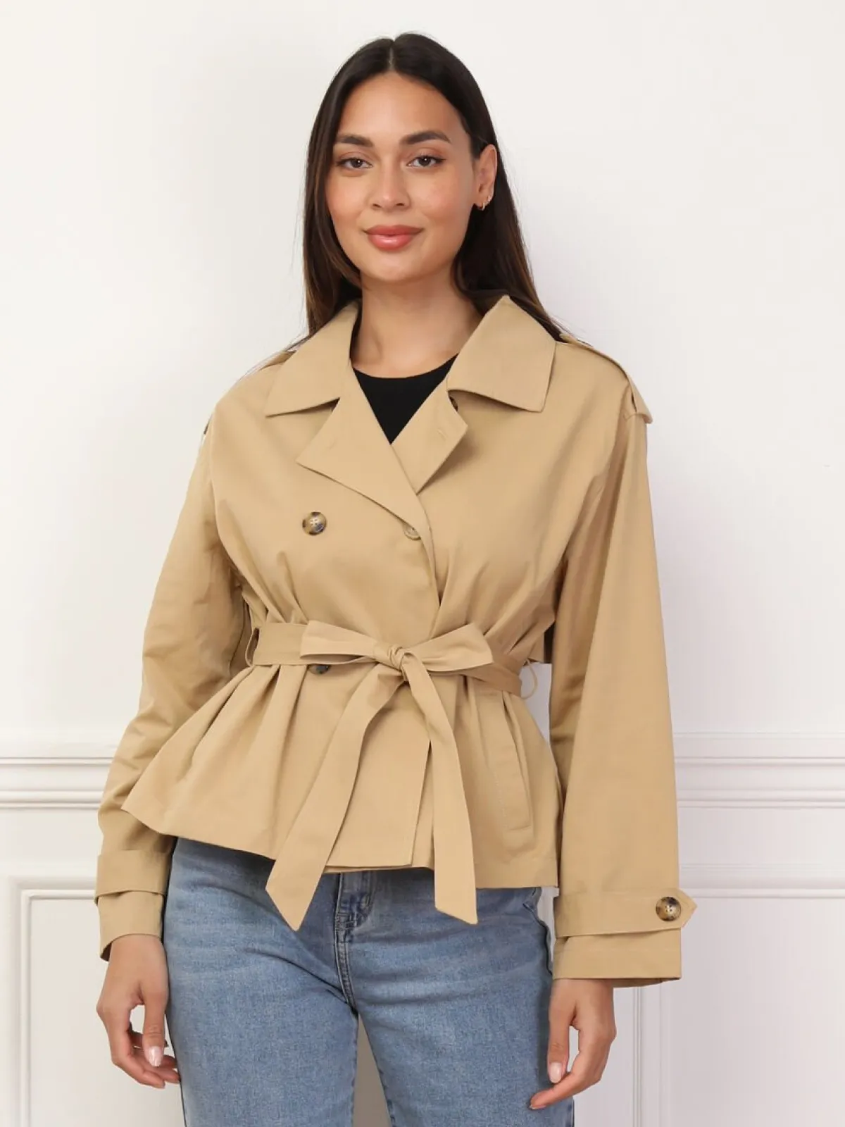 La Modeuse Trench-coat court ceinturé Taupe