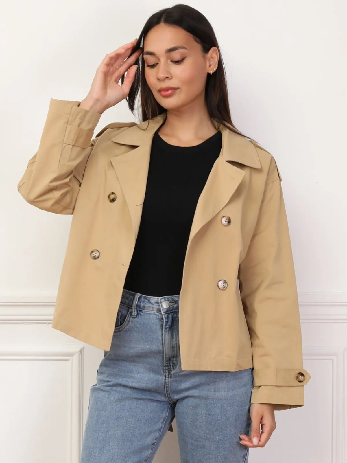 La Modeuse Trench-coat court ceinturé Taupe