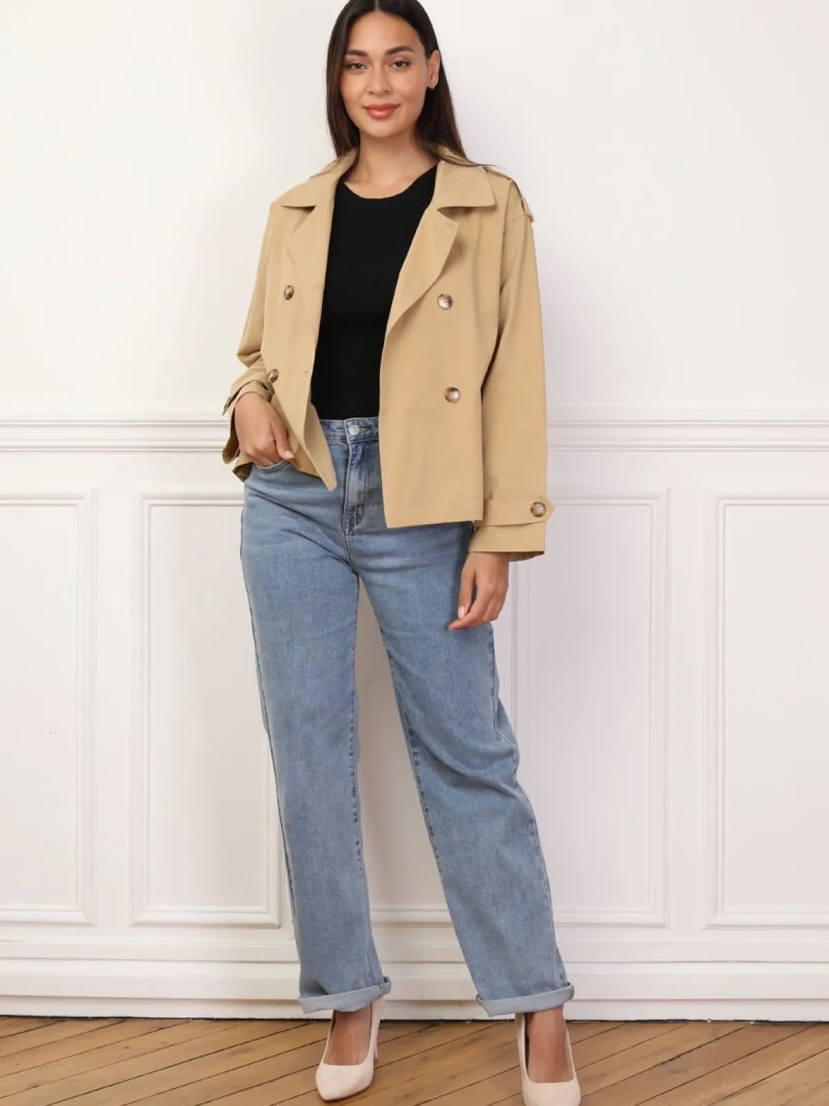 La Modeuse Trench-coat court ceinturé Taupe
