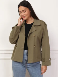 Online La Modeuse Trench-coat court ceinturé Kaki