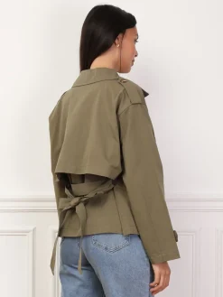 Online La Modeuse Trench-coat court ceinturé Kaki