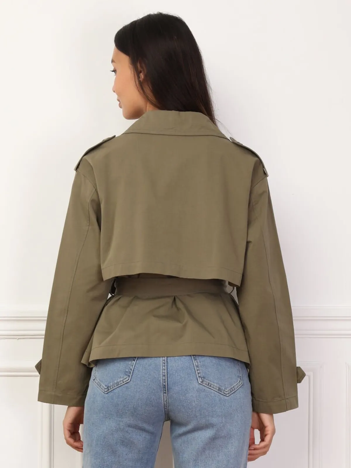 Online La Modeuse Trench-coat court ceinturé Kaki
