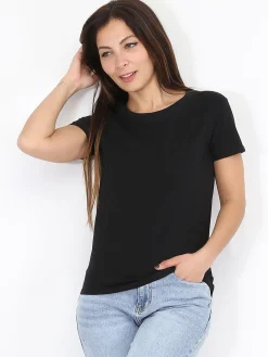 Discount La Modeuse T-shirt basique à col rond Noir