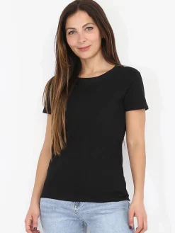 Discount La Modeuse T-shirt basique à col rond Noir