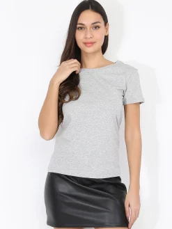La Modeuse T-shirt basique à col rond Gris