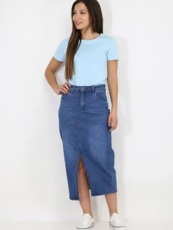 Discount La Modeuse T-shirt basique à col rond BleuClair
