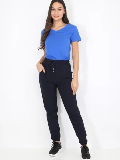 Sale La Modeuse T-shirt basique à col V Bleu