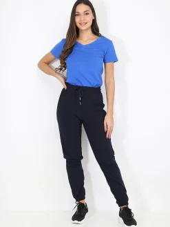 Sale La Modeuse T-shirt basique à col V Bleu