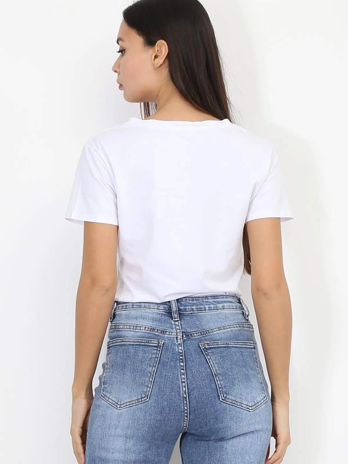 Online La Modeuse T-shirt basique à col V Blanc