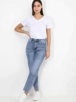 Online La Modeuse T-shirt basique à col V Blanc