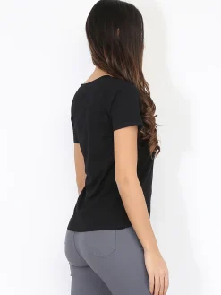 La Modeuse T-shirt basique à col V Noir