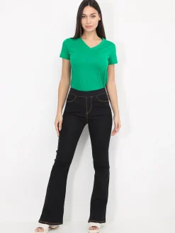 Discount La Modeuse T-shirt basique à col V Vert