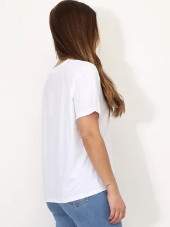 Clearance La Modeuse T-shirt basique à écusson OMG Blanc