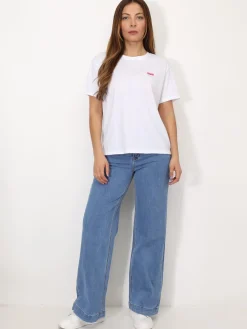 Clearance La Modeuse T-shirt basique à écusson OMG Blanc