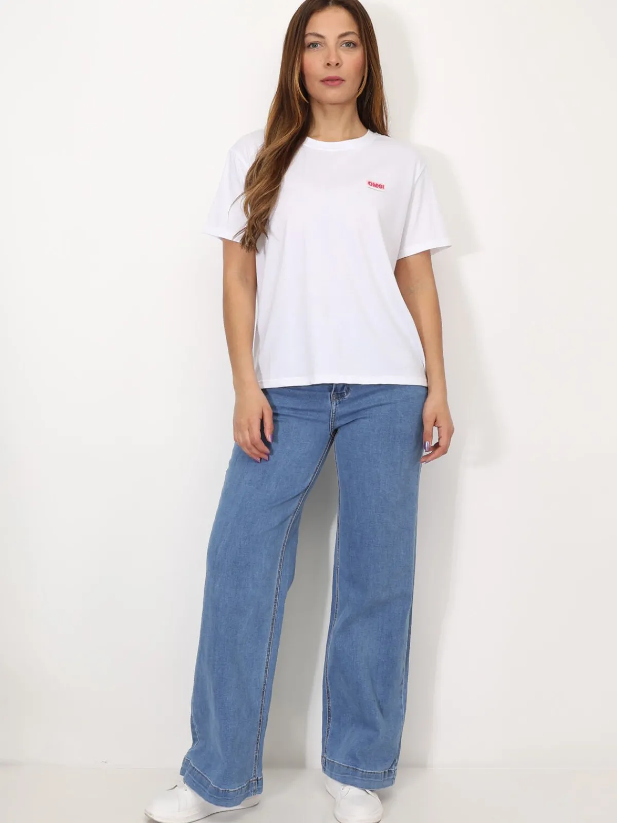 Clearance La Modeuse T-shirt basique à écusson OMG Blanc