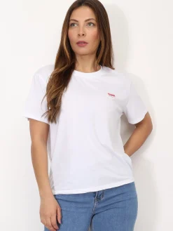 Clearance La Modeuse T-shirt basique à écusson OMG Blanc