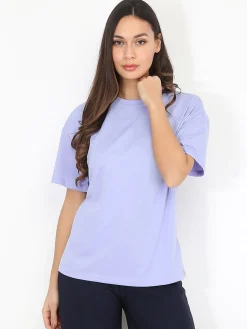 Outlet La Modeuse T-shirt en coton Violetclair