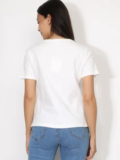 New La Modeuse T-shirt en coton à fleur plissée XXL Blanc