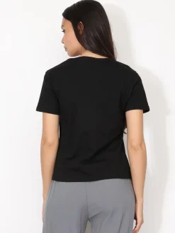 Online La Modeuse T-shirt en coton à fleurs satinées Noir