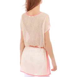 La Modeuse T-shirt long transparent à imprimés Rouge
