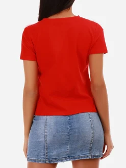 La Modeuse T-shirt motif à sequins Rouge