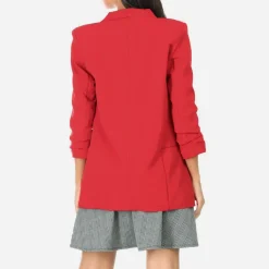 Hot La Modeuse Veste blazer à manches retroussées Rouge