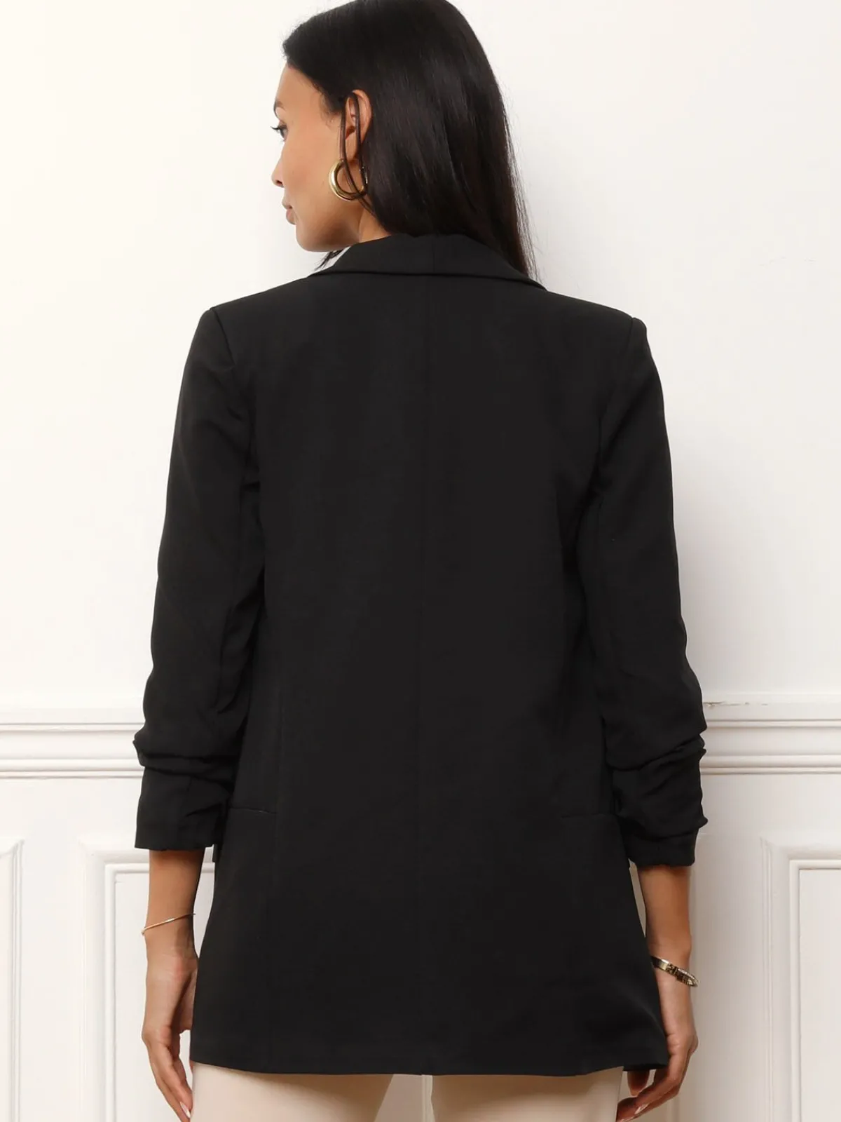 Best La Modeuse Veste blazer à manches retroussées Noir