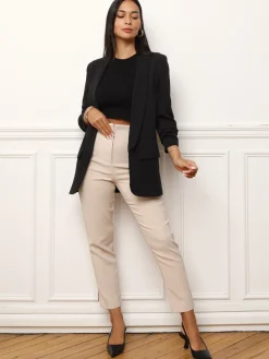 Best La Modeuse Veste blazer à manches retroussées Noir