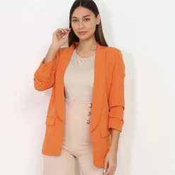 Clearance La Modeuse Veste blazer à manches retroussées Abricot