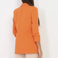 Clearance La Modeuse Veste blazer à manches retroussées Abricot