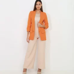 Clearance La Modeuse Veste blazer à manches retroussées Abricot