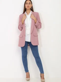 Best La Modeuse Veste blazer à manches retroussées VieuxRose