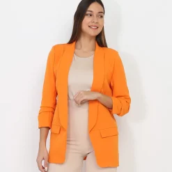 New La Modeuse Veste blazer à manches retroussées Orange