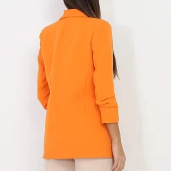 New La Modeuse Veste blazer à manches retroussées Orange