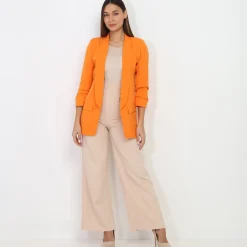 New La Modeuse Veste blazer à manches retroussées Orange