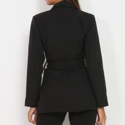 Discount La Modeuse Veste blazer à nouer Noir