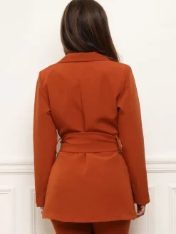 Sale La Modeuse Veste blazer à nouer Orange
