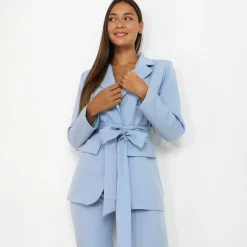 Best La Modeuse Veste blazer à nouer BleuClair