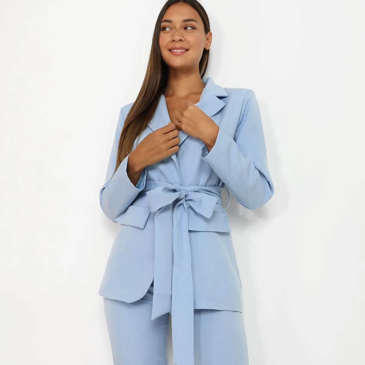 Best La Modeuse Veste blazer à nouer BleuClair