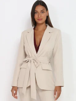 Clearance La Modeuse Veste blazer à nouer Beige