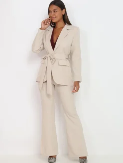 Clearance La Modeuse Veste blazer à nouer Beige