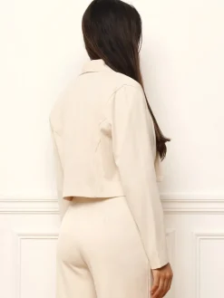 La Modeuse Veste blazer avec crop top Beige
