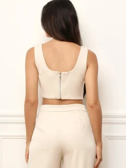 La Modeuse Veste blazer avec crop top Beige