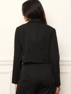 Sale La Modeuse Veste blazer avec crop top Noir