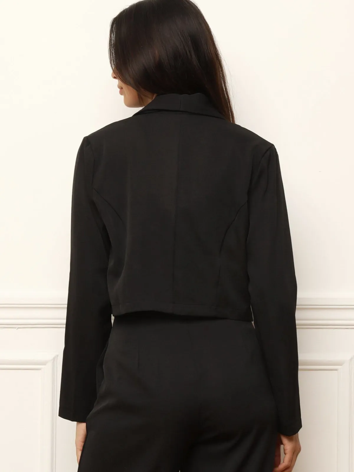 Sale La Modeuse Veste blazer avec crop top Noir
