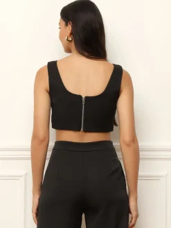 Sale La Modeuse Veste blazer avec crop top Noir