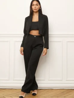Sale La Modeuse Veste blazer avec crop top Noir